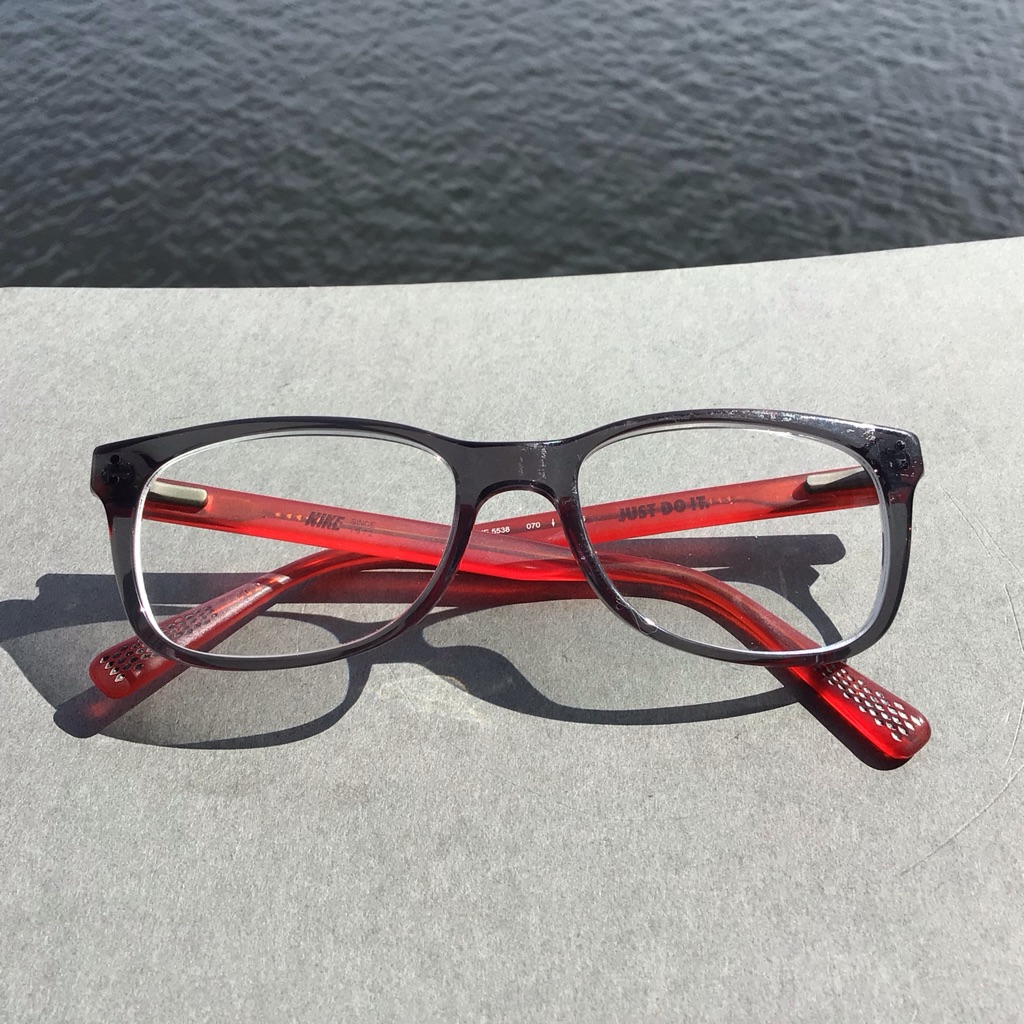 Nike Just Do It 5538 Two-Tone Eyeglass Frames Gray Front With Red Temples